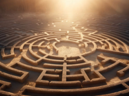 puzzles and escape games, such as a maze a Maze representing puzzles and escape games